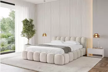 ALTDECOR SENA-v1 Polsterbett mit Bettkasten und Lattenrost, 160x200cm, beige (800001813291)