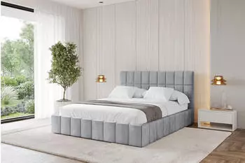 ALTDECOR AMEA Polsterbett mit Bettkasten und Lattenrost, 180x200cm, hellgrau (800001813696)