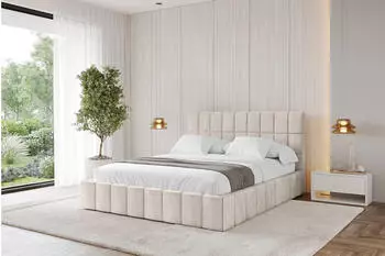 ALTDECOR AMEA Polsterbett mit Bettkasten und Lattenrost, 120x200cm, beige (800001813785)