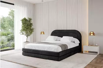 ALTDECOR LERIS Polsterbett mit Bettkasten und Lattenrost, 200x200cm, schwarz (800001638671)