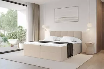 ALTDECOR FAMA Boxspringbett 180x200cm, Boucl&eacute;, dunkelbeige, H4 (800001951308)