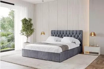 ALTDECOR Reno Polsterbett mit Bettkasten, Lattenrost & Matratze H3/H4, 140x200cm, dunkelgrau (800001740353)