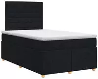 vidaXL Boxspringbett mit Matratze Schwarz 120 x 200 cm Stoff