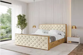 ALTDECOR Enzo3-Z Polsterbett mit Bettkasten und Lattenrost, Beige, 180x200cm (800001637851)