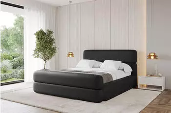 ALTDECOR Enora-Z Polsterbett mit Bettkasten & Lattenrost, 200x200cm, schwarz Kunstleder (800001641947)