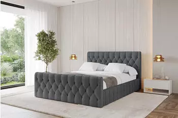 ALTDECOR LARO-Z Polsterbett mit Bettkasten und Lattenrost, dunkelgrau, 200x200cm