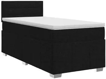 vidaXL Boxspringbett mit Matratze 90x200cm, schwarz, Stoff