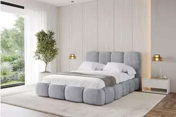 ALTDECOR KALA Polsterbett mit Bettkasten, Lattenrost & Matratze H3/H4, 160x200cm, hellgrau (800001809260)