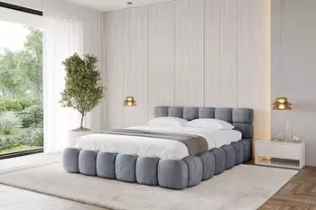 ALTDECOR LEYA-v1 Polsterbett mit Bettkasten und Lattenrost, 180x200cm, grau (800001810745)