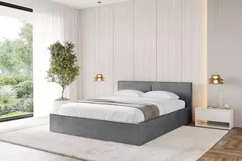 ALTDECOR EMMI-V1 Polsterbett mit Bettkasten, Lattenrost & Matratze H3/H4, 140x200cm, dunkelgrau (800001642053)