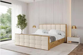 ALTDECOR Enzo2-Z Polsterbett mit Bettkasten & Matratze H3/H4, 200x200cm, beige (800001640631)