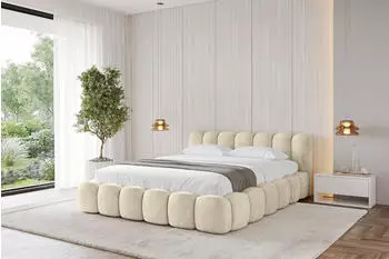ALTDECOR SENA-v1 Polsterbett mit Bettkasten und Lattenrost, 200x200cm, beige (800001813206)