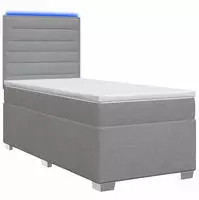 vidaXL Boxspringbett mit Matratze Hellgrau 90 x 190 cm Stoff