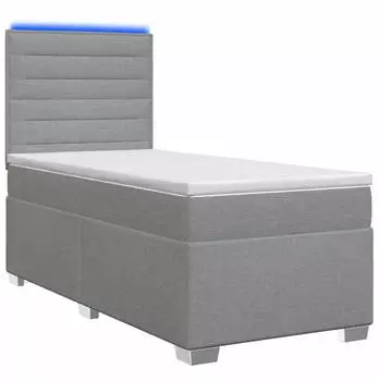 vidaXL Boxspringbett mit Matratze hellgrau 90x190cm Stoff (3454754)