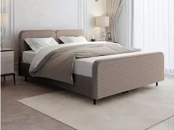 Beautysofa LEA Polsterbett mit Bettkasten, Rippstoff Tilia, cappuccino, 160x200cm (800001133664)