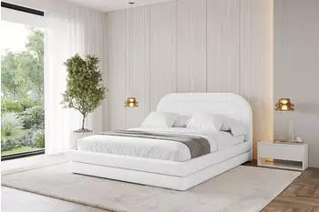ALTDECOR Leris Polsterbett mit Bettkasten und Lattenrost, 120x200cm, wei&szlig; Kunstleder (800001740794)