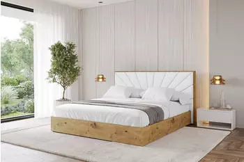 ALTDECOR ENZO6 Polsterbett mit Bettkasten & Lattenrost, 200x200cm, wei&szlig; Kunstleder (800001640174)