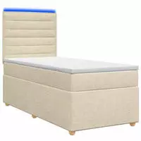 vidaXL Boxspringbett mit Matratze Creme 100 x 200 cm Stoff