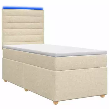 vidaXL Boxspringbett mit Matratze, creme, 100x200cm, Stoff (3455278)