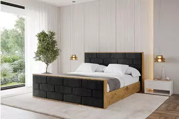 ALTDECOR ENZO8-Z Polsterbett mit Bettkasten und Lattenrost, 200x200cm, schwarz (800001641091)