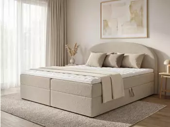 Sofnet Cloud Boxspringbett mit 2 Bettk&auml;sten, Boucl&eacute;, beige, 180x200cm