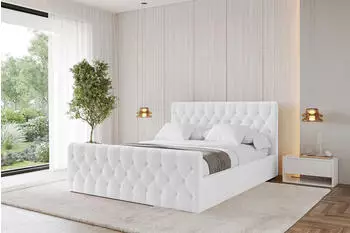 ALTDECOR RENO-Z Polsterbett mit Bettkasten und Lattenrost, 200x200cm, wei&szlig; (800001809450)