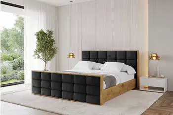 ALTDECOR ENZO2-Z Polsterbett mit Bettkasten und Lattenrost, 180x200cm, schwarz (800001642616)