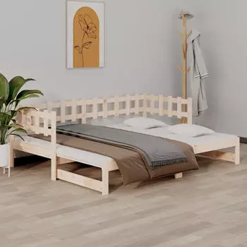 vidaXL Tagesbett ausziehbar Massivholz Kiefer 2x(80x200)cm