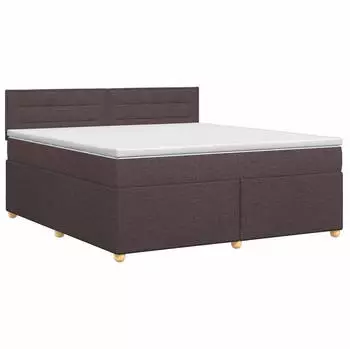 vidaXL Boxspringbett mit Matratze, Stoff, dunkelbraun, 180x200cm (3451010)
