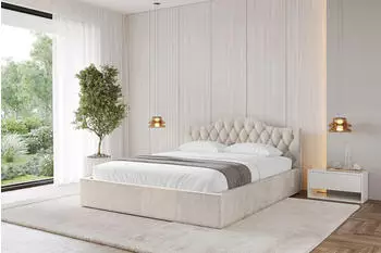 ALTDECOR FALIO-V1 Polsterbett mit Bettkasten & Lattenrost, 120x200cm, beige (800001641209)