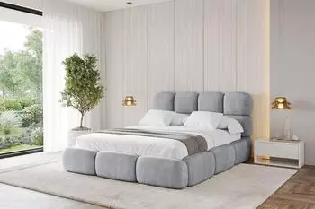ALTDECOR NOMA Polsterbett mit Bettkasten und Lattenrost, 160x200cm, hellgrau (800001809467)