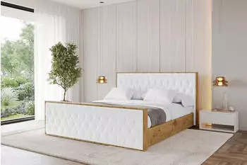 ALTDECOR ENZO5-Z Polsterbett mit Bettkasten und Lattenrost, wei&szlig;, 140x200cm (800001639042)