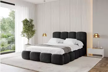 ALTDECOR KALA Polsterbett mit Bettkasten und Lattenrost, 140x200cm, schwarz (800001809195)