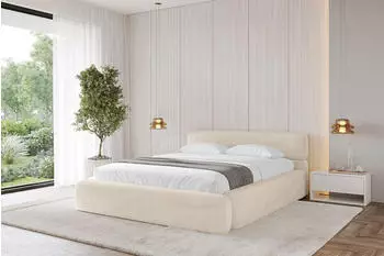 ALTDECOR ENORA-v1 Polsterbett mit Bettkasten, Lattenrost & Matratze, 120x200cm, beige (800001642443)