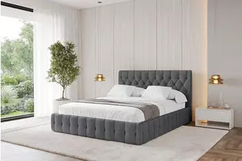 ALTDECOR LARO Polsterbett mit Bettkasten und Lattenrost, 200x200cm, dunkelgrau