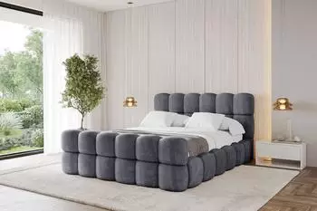 ALTDECOR LEYA-Z Polsterbett mit Bettkasten und Lattenrost, 180x200cm, dunkelgrau (800001810112)