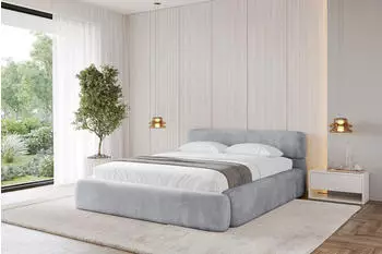 ALTDECOR ENORA-v1 Polsterbett mit Bettkasten und Lattenrost, 200x200cm, hellgrau (800001642394)