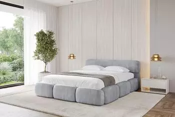 ALTDECOR ELVA-v1 Polsterbett mit Bettkasten und Lattenrost, 200x200cm, grau