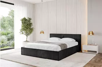 ALTDECOR EMMI-V1 Polsterbett mit Bettkasten und Lattenrost, 160x200cm, schwarz (EMMI-V1)