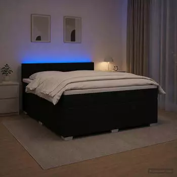vidaXL Boxspringbett mit Matratze schwarz 140x190cm Stoff