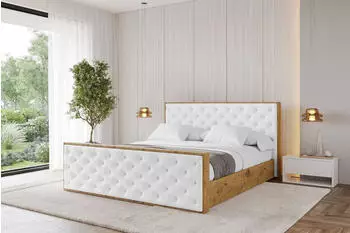 ALTDECOR ENZO3-Z Polsterbett mit Bettkasten und Lattenrost, wei&szlig; Kunstleder, 200x200cm (800001637841)