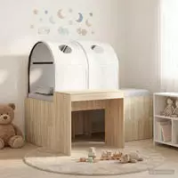 vidaXL Bett mit Tunnel 3 stk. Sonoma-Eiche und Wei&szlig; Holzwerkstoff