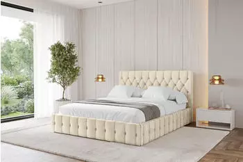 ALTDECOR LARO Polsterbett mit Bettkasten und Lattenrost, beige, 160x200cm (800001809884)
