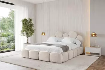 ALTDECOR LANA Polsterbett mit Bettkasten und Lattenrost, 200x200cm, beige (800001740481)