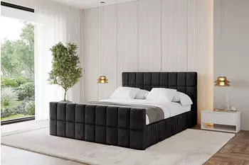 ALTDECOR AMEA-Z Polsterbett mit Bettkasten und Lattenrost, 140x200cm, schwarz (800001809797)