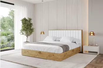 ALTDECOR Enzo4 Polsterbett mit Bettkasten und Lattenrost, 180x200cm, wei&szlig; Kunstleder