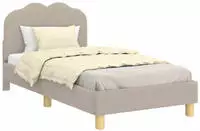 vidaXL Kinderbettgestell mit Kopfteil Hellgrau 80x160 cm Boucl&eacute;