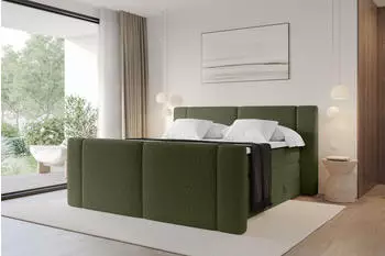 ALTDECOR Evon-Z King Boxspringbett 180x200cm, Boucl&eacute;, jadegr&uuml;n, H3/H4