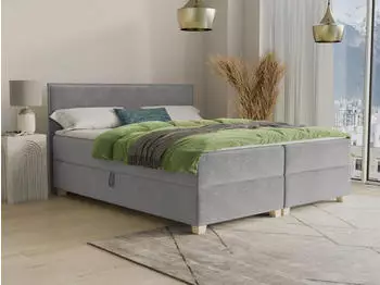 Sofnet Fren Boxspringbett mit 2 Bettk&auml;sten, Bonell-Matratze & Topper, 180x200cm, hellgrau