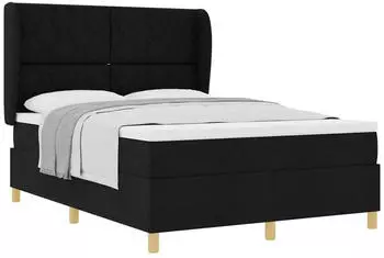 vidaXL Boxspringbett mit Kopfteil, Stoff, schwarz, 140x190cm (3340811)